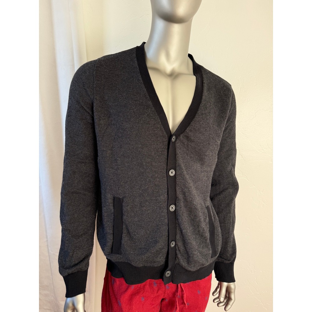 Marc‎ Anthony Men's Heathered Gray Slim Fit Cardigan Sweater with Pockets